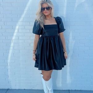 Vici Black Puff Sleeve Mini Dress
